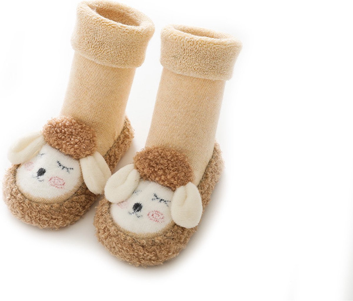 Baby Cartoon Pluche Katoenen Peuterschoenen - Herfst en Winter Terry Verdikte Kinder Peuterschoenen - Antislip Pom Pom Babyschoenen - Platte Zool Antislip - Warm en Comfortabel - Geschikt voor 6-12 Maanden Pasgeborenen - geel - 12cm