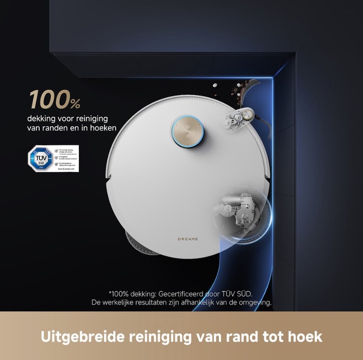 Dreame L50 Pro Ultra Robotstofzuiger met Dweilfunctie – 19.500Pa Zuigkracht – Automatisch Leegstation – Zelfreinigende & Zelfdrogende Dweilen – Anti Klit Dubbele Borstel – AI Navigatie met LED – Drempels tot 4 cm – Geschikt voor Huisdieren & Tapijt — afbeelding 6
