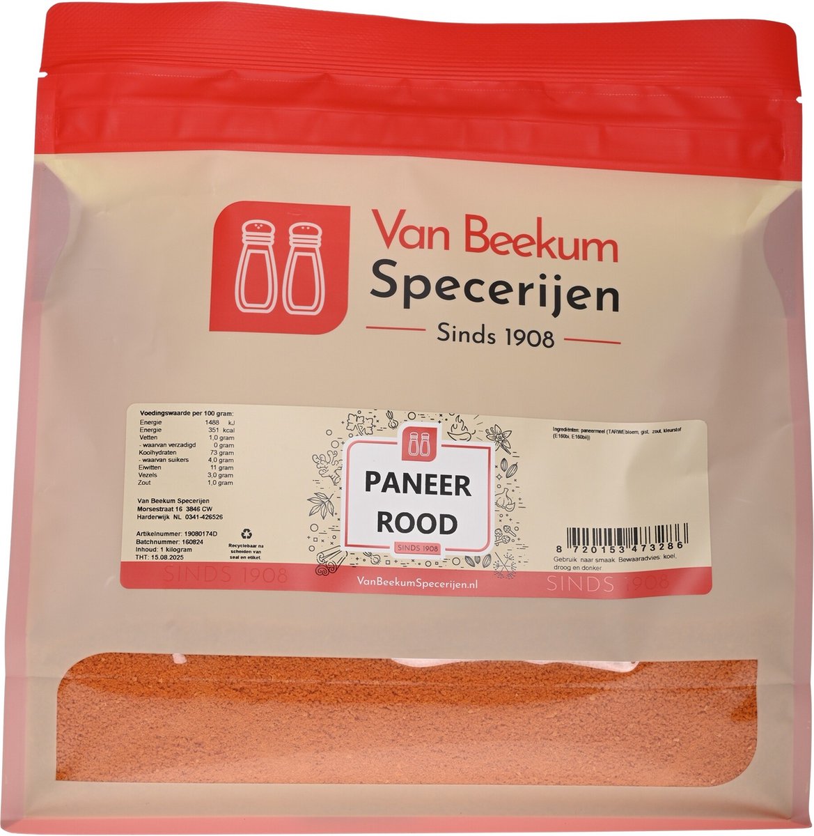 Goedkoopste Van Beekum Specerijen - Paneer Rood - 1 kilo (hersluitbare stazak