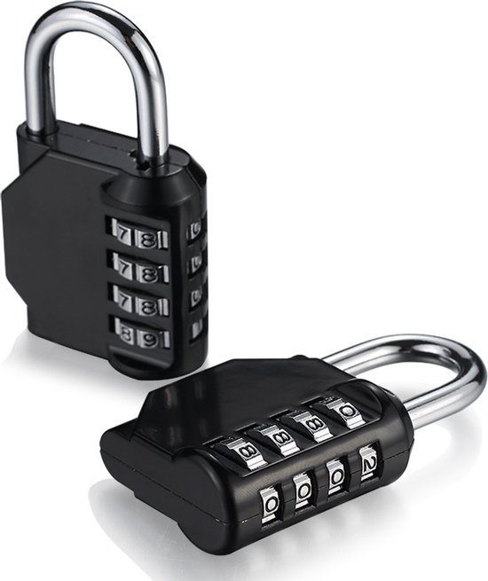 Cadenas à code à 4 chiffres - Cadenas à combinaison - Cadenas à code numérique - Ne stressez plus jamais en voyage - Sûr et durable - Sécurité - Facile à utiliser - Cadenas pour valise / Cadenas à bagages - noir