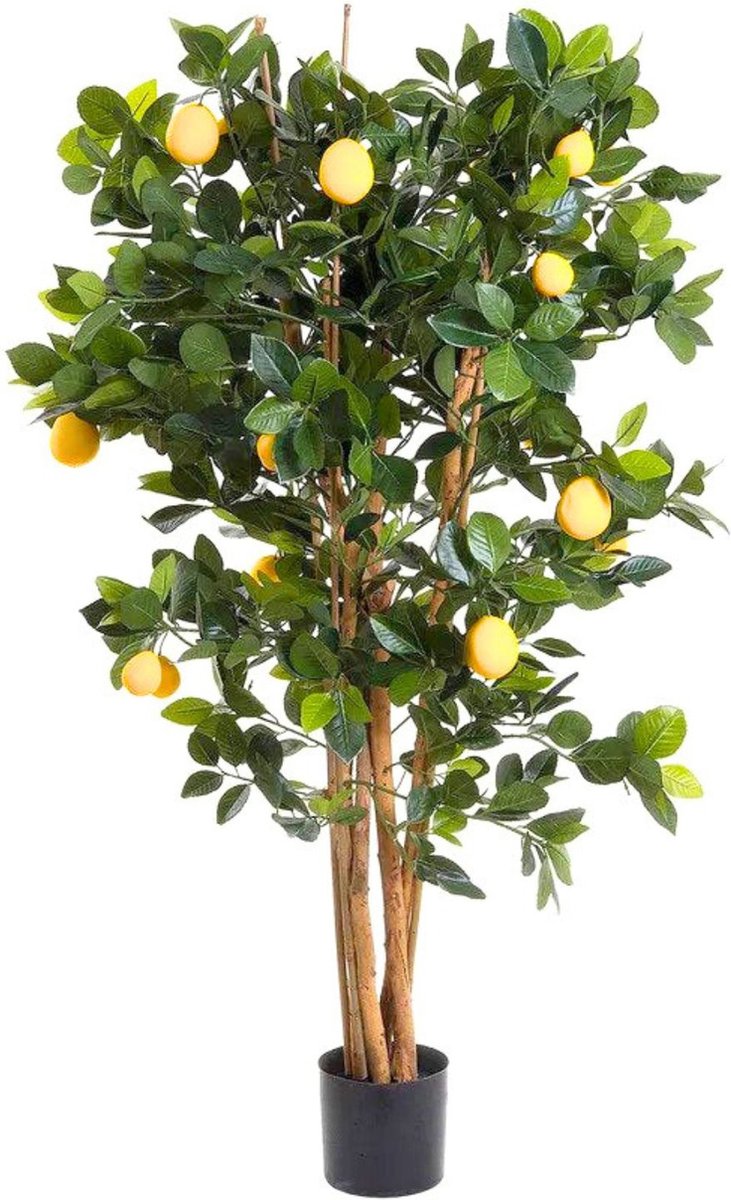 PrettyPlants Kunst Citroenboom 120cm | Citrus Kunstboom | Citroen Kunstplant | Kunstplant voor Binnen | Neppe Citroenboom Groen
