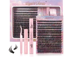 Lash Vana - DIY eyelash extension kit - Bond & Seal + Remover - 280 stuks cluster wimpers voor naturlijke look - One by one eyelashes