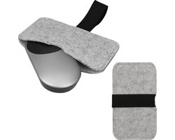 kwmobile draadloze muis beschermhoes geschikt voor Apple Magic Mouse 1 / Magic Mouse 2 / Logitech Pebble - Computermuis cover van vilt in lichtgrijs / zwart