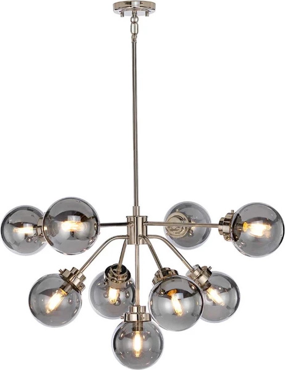 Landelijke Kroonluchter - Steady Lighting - Metaal - Landelijk - E14 - L: 88cm - Voor Binnen - Woonkamer - Eetkamer - Zilver