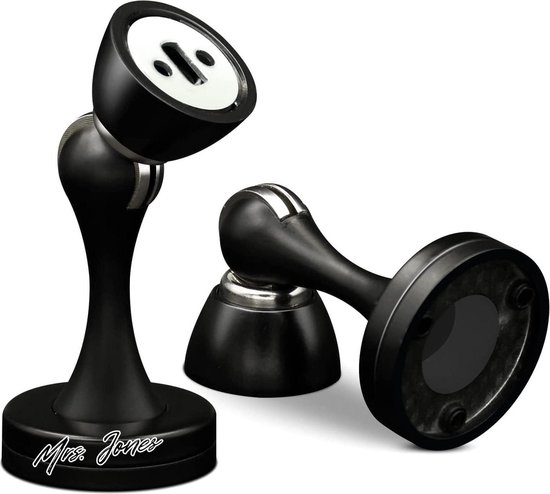 Madame Jones Butée de porte magnétique noire, robuste - butée de porte pour le sol, montage mural, butée de porte pour plinthes, maintient la porte ouverte, 2 pièces.