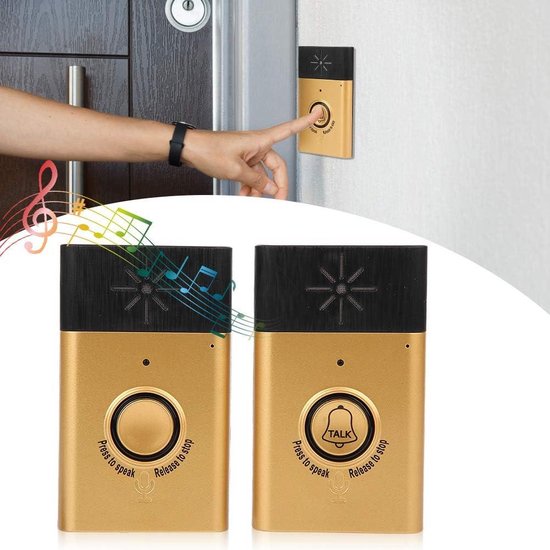 Voice Intercom Deurbel - Twee-weg talk - Draadloze deurbel Kit - LED Indoor Outdoor Intercom - Home Security System met Camera - Goud . — afbeelding 4