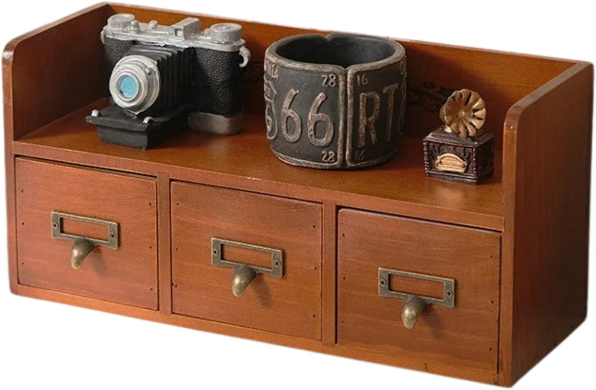 Jurrys Ladekastje - 38.5cm x 14.5cm - Vintage - Kast - Kantoor - Kamer - Opslag - Geen montage - Organizer - Hout