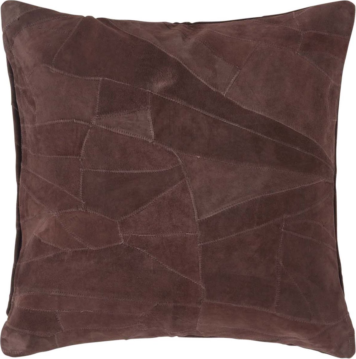 Homescapes patchwork leren kussen donkerbruin, 45x45 cm