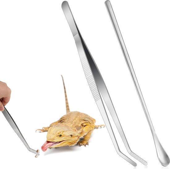 2 stuks reptielen voedingstang, aquarium pincet, roestvrij