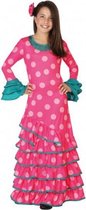 Roze Flamenco jurk voor meiden 140 (10-12 jaar)