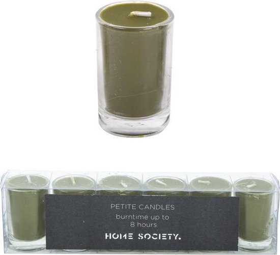 Petits Candles - Kaarsen in kaarsenhouder - 12 Stuks - Groen - Ø 3 cm - Hoogte 5 cm