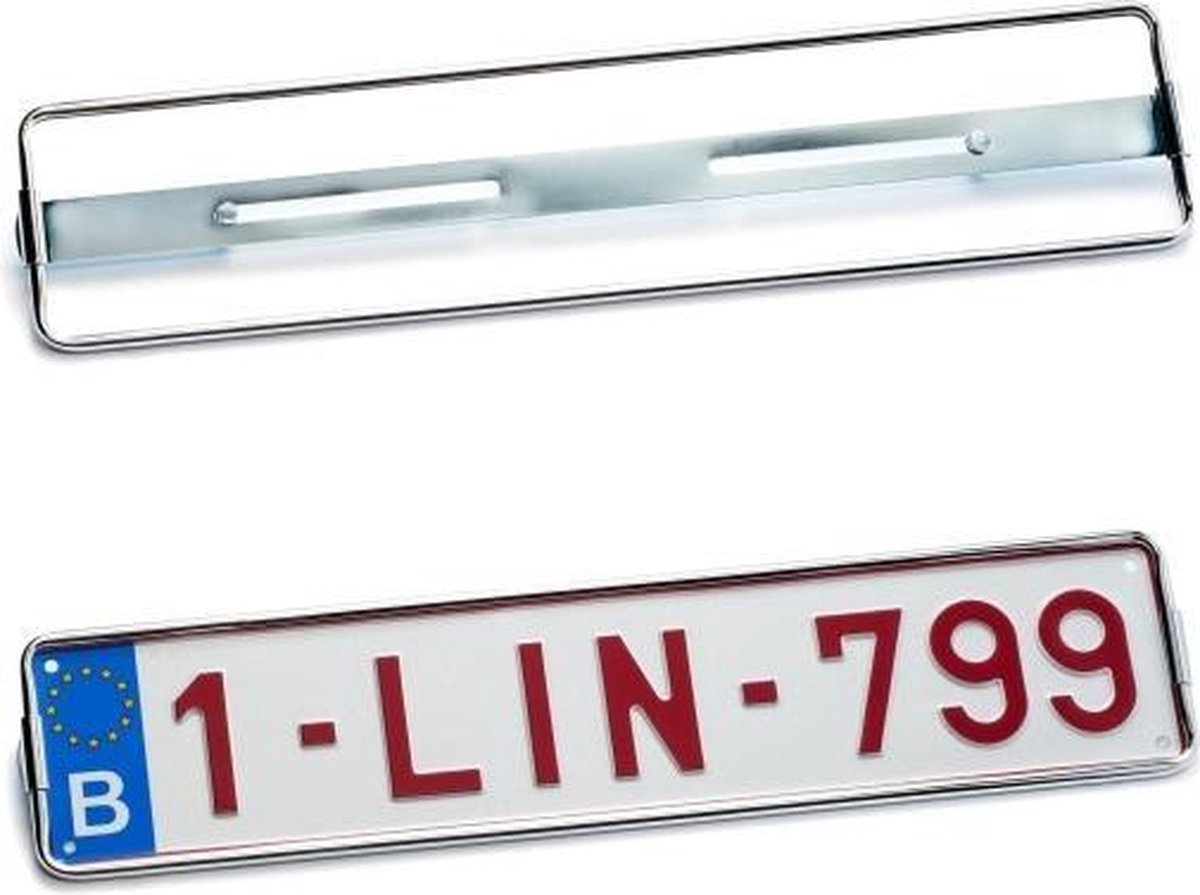 Nummerplaathouder CHROMÉ voor nummerplaat 520x110mm BELGIË