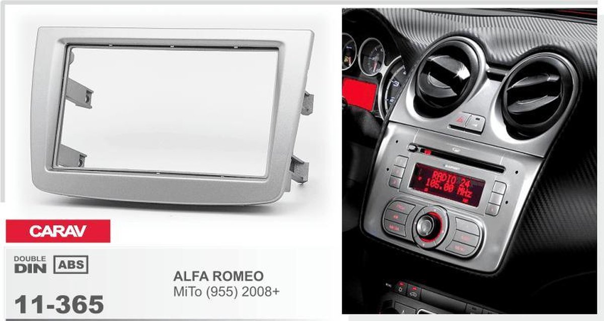 2-DIN ALFA ROMEO MiTo (955) 2008+ panneau d'installation Audiovolt