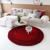 Hoogpolig vloerkleed shaggy Trend lijstmotief rond - rood 160 cm rond