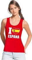 Rood I love Spanje fan singlet shirt/ tanktop dames XL