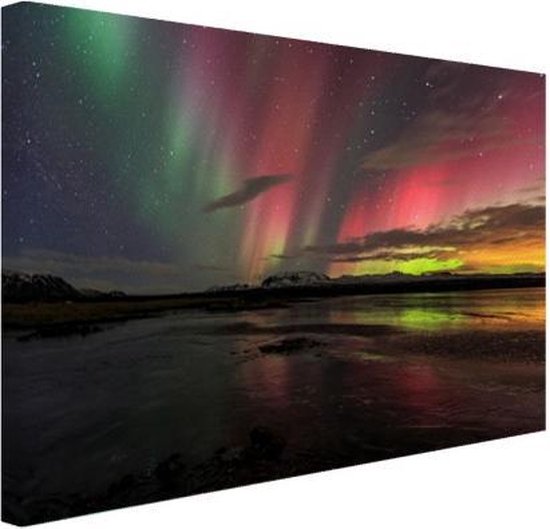Northern Lights in Iceland Canvas 80x60 cm - Tirage photo sur toile (Décoration murale salon / chambre)