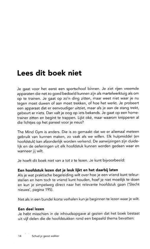 Pagina met tekst die de lezer aanmoedigt het boek 'The Mind Gym' te lezen en de voordelen ervan.
