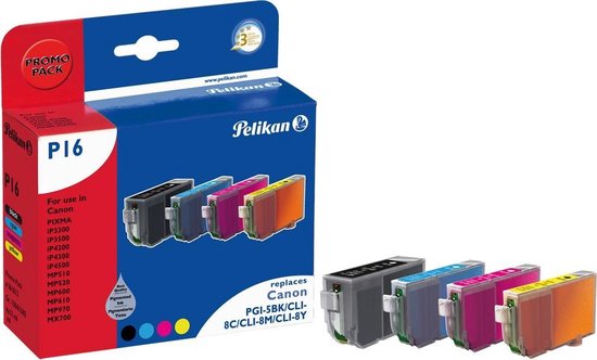 Pelikan PG-5BK/CLI8 - Inktcartridges / Cyaan / Magenta / Geel / Zwart