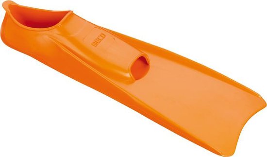 Un seul palme de natation orange de BECO, avec une forme incurvée et une ouverture pour le talon.