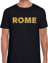 Rome gouden glitter tekst t-shirt zwart heren M