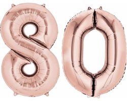 80 jaar verjaardag - Folie ballon cijfers - rose goud - 88 cm - versiering - feestarteikelen