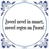 Tegeltje met Spreuk (Tegeltjeswijsheid): Zoveel nevel in maart, zoveel regen na Pasen! + Kado verpakking & Plakhanger