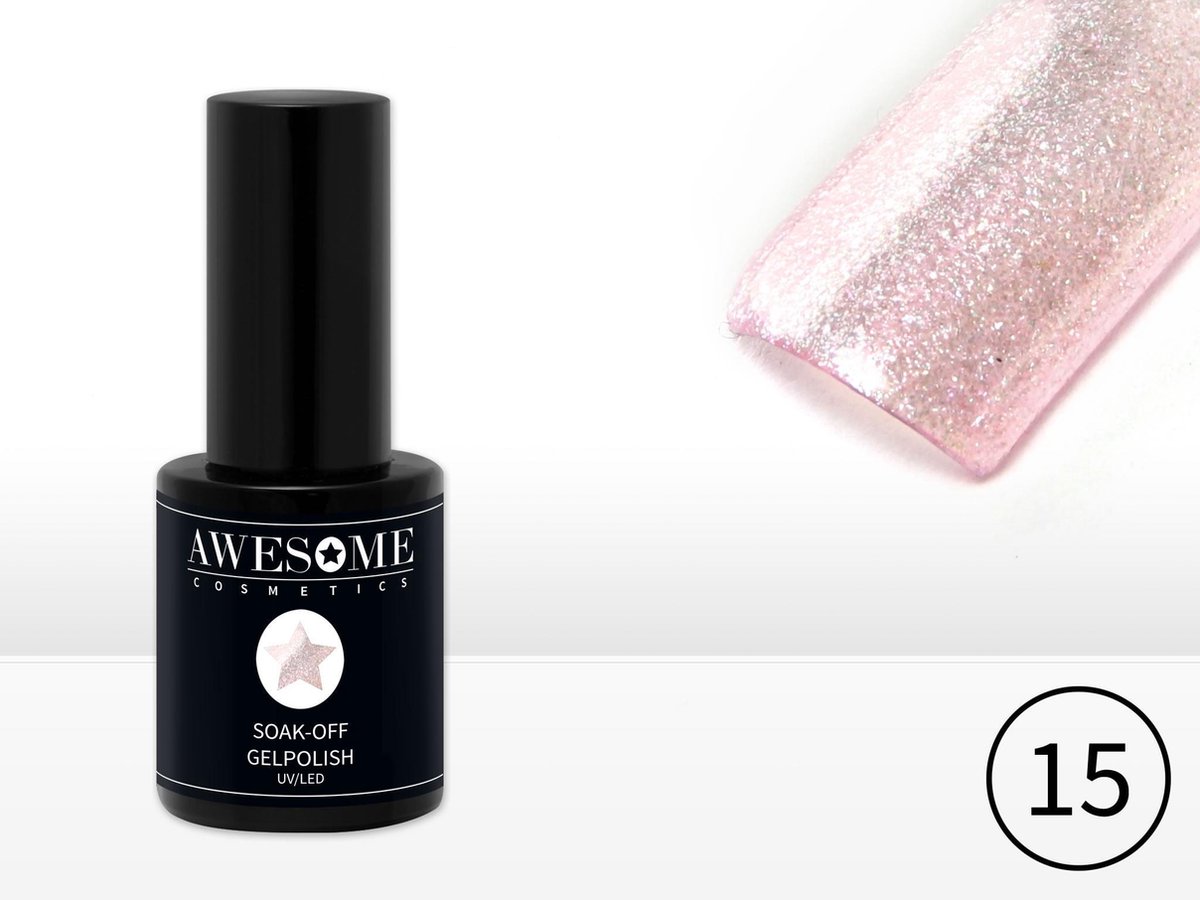 Goedkoopste Awesome 15 Roze Transparante fijne glitter Gelpolish - Gellak - Gel nagellak - UV & LED