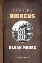 Boek "Bleak House" van Charles Dickens met een illustratie van een landhuis.