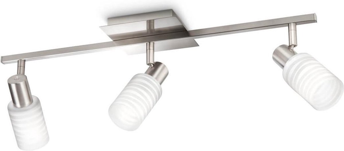 Plafondspot / Plafondlamp (3-lamps) PHILIPS myLiving Kauri, 5210317PN, Matt Chrome, Exclusief lichtbronnen, Doos is klein beetje beschadigd