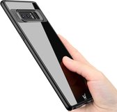 Hoesje geschikt voor Samsung Galaxy Note 8 - Hardcase met Soft Siliconen TPU Zijkant Transparant Zwart - Ultra Slim Fit