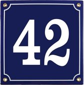 Emaille huisnummer blauw nr. 42