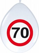 16x stuks Ballonnen 70 jaar verkeersbord