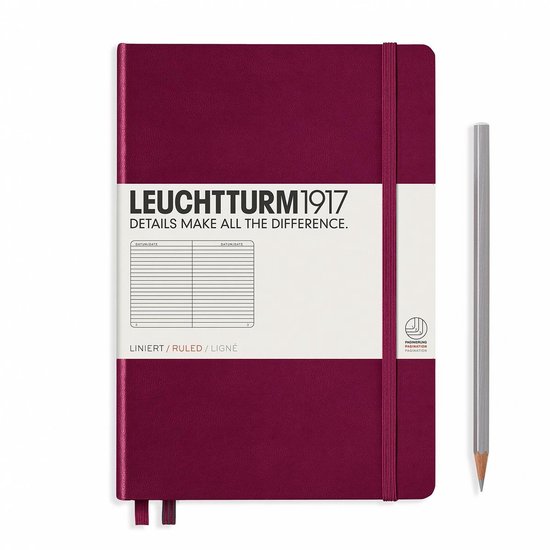Leuchtturm1917 A5 Medium Notebook Lined Porto Red