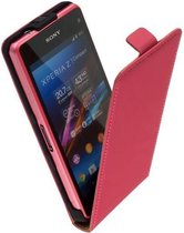 Lelycase Roze Lederen Flipcase Telefoonhoesje Sony Xperia Z1 Mini Compact