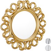 Relaxdays spiegel rond - sierspiegel gang - wandspiegel - design - 50 cm rond - goud