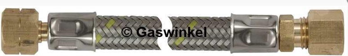 Flexibele rvs gasslang 8 mm knel x 1/4 links - 80 cm