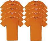 10 x Fruit of the Loom V-Hals ValueWeight T-shirt Oranje Maat XL