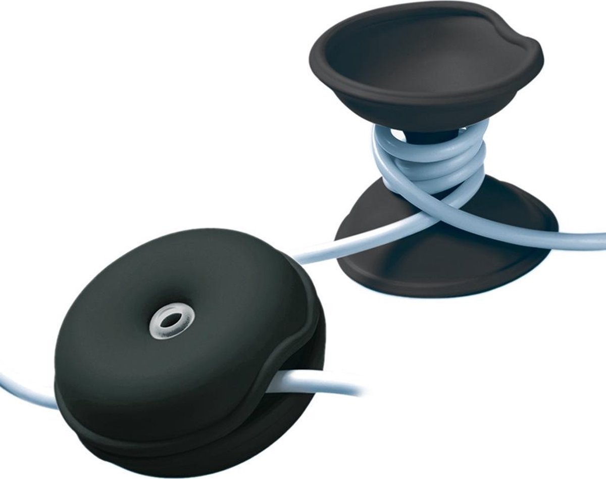 Snoeren wikkelen - Cable Turtle - Mini - Zwart - 2 stuks - Cleverline - Ø 4,5 x H 2,3 cm - Voor smartphone kabeltjes, telefoon opladers, oordopjes