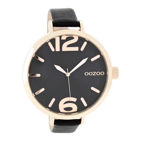 Oozoo Dameshorloge Timepieces analoog leer zwart wit UOC10268