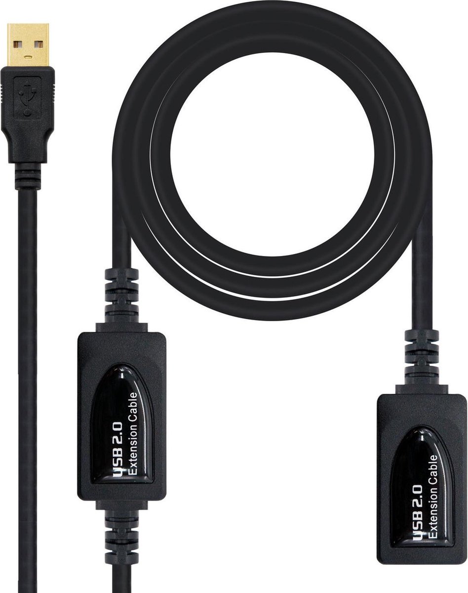 Verlengkabel USB NANOCABLE 10.01.021 Zwart