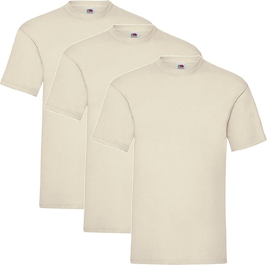 3 Pack Shirts Fruit of the Loom Ronde Hals Natural Maat L Valueweight