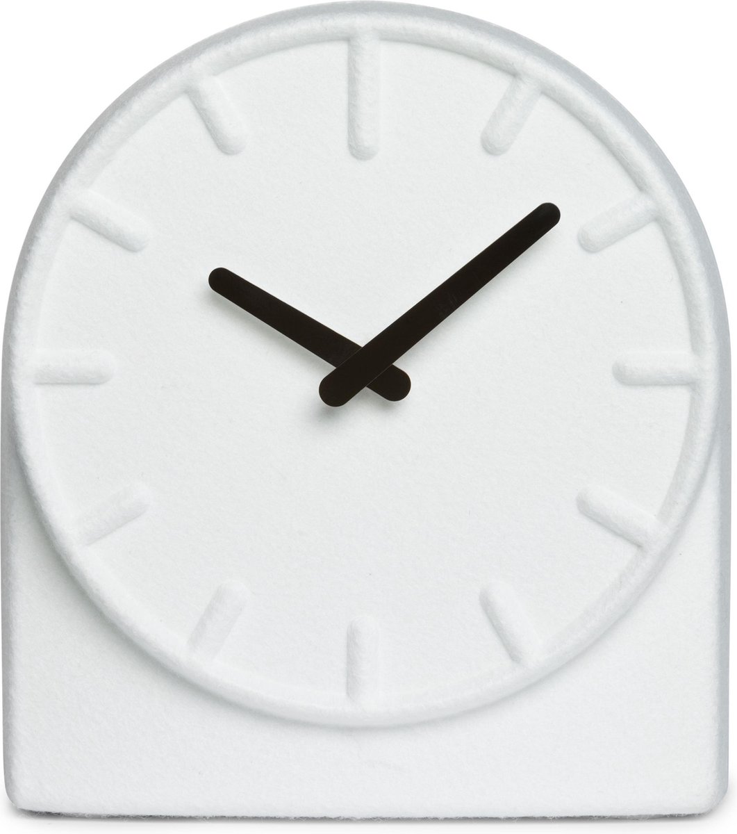 LEFF Amsterdam Felt Table Clock – Design Tafelklok Vilt – Stil Uurwerk – 21 x 19,5 cm – Wit – Sebastian Herkner