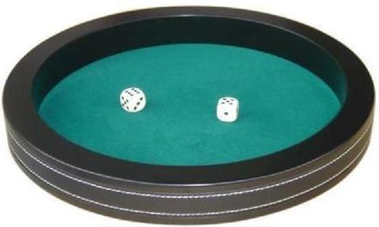 Afbeelding van het spel Hot games Dobbelpiste zwart 40cm met 5 dobbelstenen