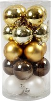 Kerstballen, d: 6 cm, 4x5 kleur, goud harmonie
