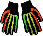 Zwarte handschoenen met skelet print (gekleurd)