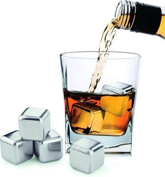 salaris Ham licentie Whiskey Stones Ijsblokken - RVS Wiskey Stenen - Whisky Ijsblokjes Ice Cub  Koelstenen | bol.com