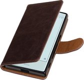 BestCases.nl Mocca Pull-Up PU booktype wallet cover hoesje voor Sony Xperia X Compact