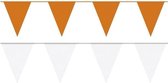 Witte/Oranje feest punt vlaggetjes pakket - 120 meter -slingers / vlaggenlijn