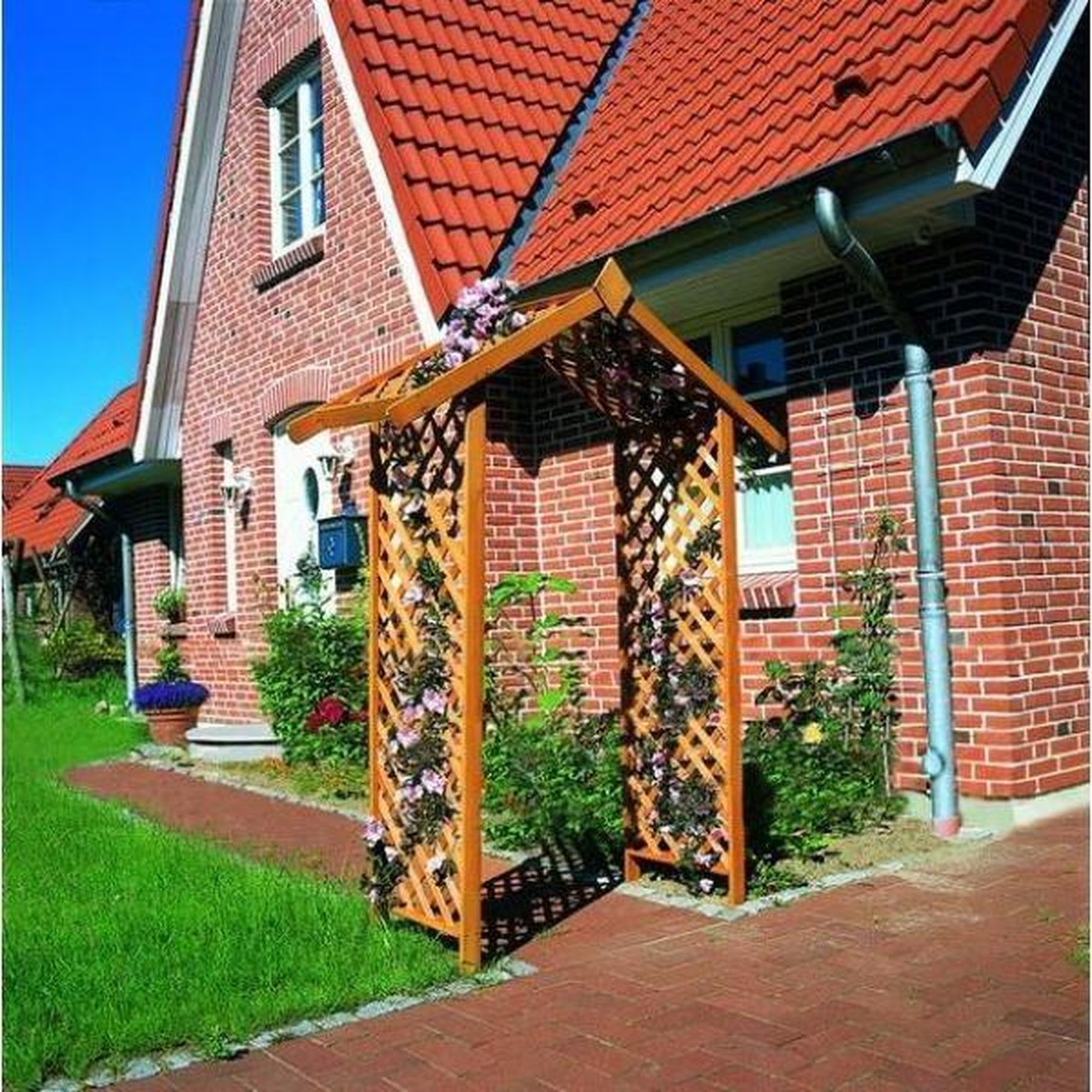 Houten rozenboog puntdak grenenhout 167 x 53 x 219 cm