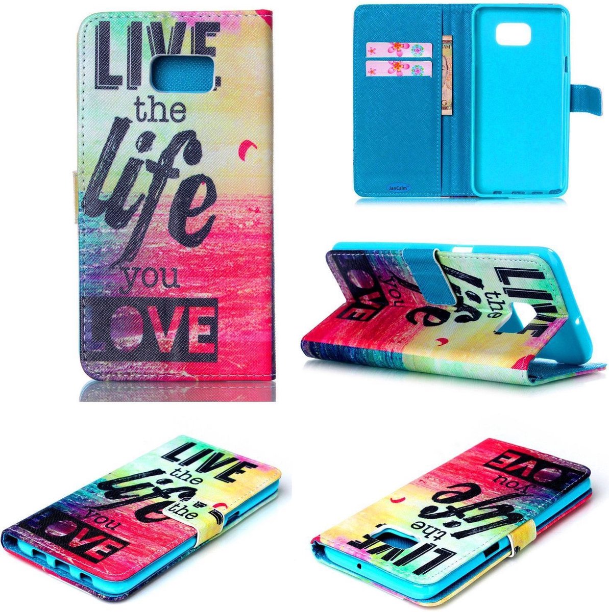 iCarer Live the life print wallet case hoesje Geschikt voor: Samsung Galaxy S6 Edge